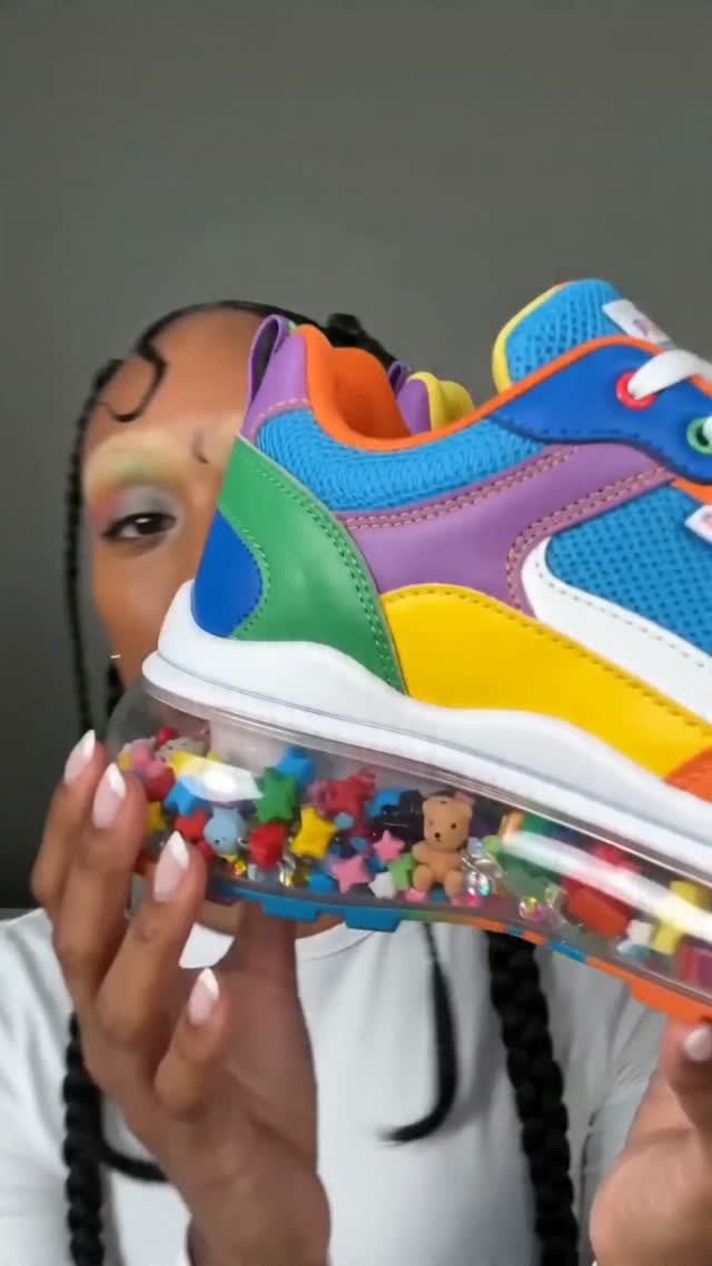 A vibrant sneaker showcase.