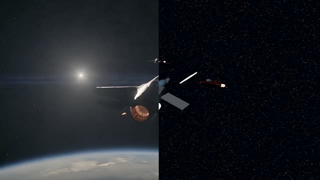 A cinematic journey through space.