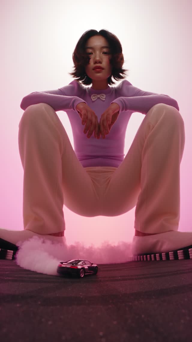 A bold fashion portrait in pink.